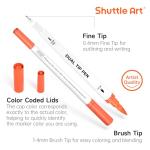 Shuttle Art Dual Brush Marker Pens, 56 Colors Water-based Ink, Dual Tip Calligraphy Pens Fineliner and Brush Tip perfect for Kids Adult Artist, Hand Lettering, Journal, Doodling, Writing