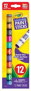 Crayola Quick Dry Paint Sticks (12ct), Washable Paint Set for Kids, Arts & Crafts Supplies, Multi-Surface, Assorted Colors, Kids Gifts
