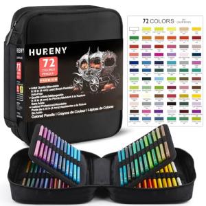 Hureny Colored Pencils for Adult Coloring Books, 72 Colors Drawing Pencils with Soft Oil-Based Cores, Professional Art Supplies for Artists, Vibrant Color Pencil Set In Zipper Case for Teens.