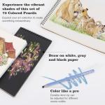 Hureny Colored Pencils for Adult Coloring Books, 72 Colors Drawing Pencils with Soft Oil-Based Cores, Professional Art Supplies for Artists, Vibrant Color Pencil Set In Zipper Case for Teens.