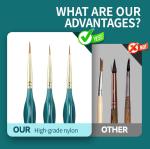 Transon Detail Thin Paint Brush Set 6pcs for Model Minature Craft and Art Painting Green