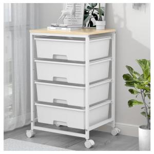 SYKIARIOL Utility Cart with 4 Drawers, Multipurpose Rolling Storage Cart with 4 Drawers and 2 Lockable Wheels, 4-Tier Rolling Storage Cart Organizer for Home Office Dorm, Bright White