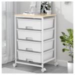 SYKIARIOL Utility Cart with 4 Drawers, Multipurpose Rolling Storage Cart with 4 Drawers and 2 Lockable Wheels, 4-Tier Rolling Storage Cart Organizer for Home Office Dorm, Bright White