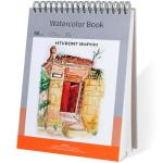 HTVRONT Watercolor Paper 9x12 Inch - 50 Sheets Watercolor Pad, 140 lb/300 GSM Cold Press Watercolor Paper Pad, Spiral Bound for Full Spread & Sturdy Use, Ideal for Wet & Dry Media