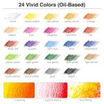 COLOUR BLOCK Colored Pencil Set - 24PC Premium Cedar Handle Drawing Pencils, Vinyl Eraser, Sharpener, Tin Storage Box