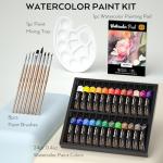 Nicpro 60 PCS Watercolor Paint Set for Adults, Beginner & Artists, 24 Tubes Water Color Paint Kit with 25 Watercolor Paper, 8 Squirrel Paint Brushes, Palettes, Color Wheel, Art Painting Supplies