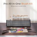Nicpro 32pcs Paint Brush Set, Professional Paintbrushes with Paint Spatula and Cloth Roll Case, Craft Paint Brushes for Acrylic Painting, Oil, Watercolor, Gouache, Art Supplies for Artists Beginners