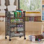 5-Tier Craft Organizer Cart with Wheels-Storage Cart with Drawers,Lockable Wheels Rolling Utility Cart,Makeup Cart with DIY Divider,Office Supply Organizer Storage for Studio,Office,Bedroom,Black