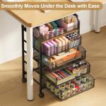 5-Tier Craft Organizer Cart with Wheels-Storage Cart with Drawers,Lockable Wheels Rolling Utility Cart,Makeup Cart with DIY Divider,Office Supply Organizer Storage for Studio,Office,Bedroom,Black