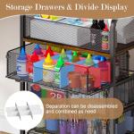 5-Tier Craft Organizer Cart with Wheels-Storage Cart with Drawers,Lockable Wheels Rolling Utility Cart,Makeup Cart with DIY Divider,Office Supply Organizer Storage for Studio,Office,Bedroom,Black