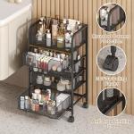 5-Tier Craft Organizer Cart with Wheels-Storage Cart with Drawers,Lockable Wheels Rolling Utility Cart,Makeup Cart with DIY Divider,Office Supply Organizer Storage for Studio,Office,Bedroom,Black
