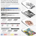 Shuttle Art 52 Pack Drawing Pencils Set, Professional Art Kit with Graphite Charcoal Sticks, Drawing Pad in Portable Case, Ideal for Kids and Adults Artists