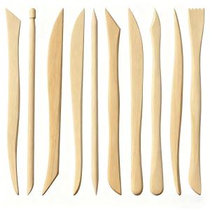 10 Pieces Wooden Clay Sculpting Tools, Double Ended Ceramic Wooden Clay Modeling Sculpture Tools Pottery Dough Modeling Tool Kit for Cutting Carving Shaping Detailing