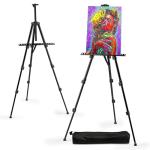 RRFTOK Easel Stand for Sign and Painting - Metal Tripod Adjustable Art Easels for Display Canvases Height from 17 to 66 Inch - Carry Bag for Table-Top/Floor Drawing and Displaying with Black