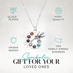 Sportybella - Artist Paint Palette and Brush Charm Pendant Necklace, Silver Plated Multi-Colored Rhinestone, Gift for Painters and Those Who Love Arts, Necklace for Women