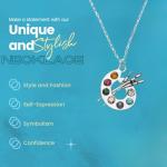 Sportybella - Artist Paint Palette and Brush Charm Pendant Necklace, Silver Plated Multi-Colored Rhinestone, Gift for Painters and Those Who Love Arts, Necklace for Women