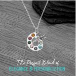 Sportybella - Artist Paint Palette and Brush Charm Pendant Necklace, Silver Plated Multi-Colored Rhinestone, Gift for Painters and Those Who Love Arts, Necklace for Women