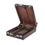 KINGART Adjustable Wood Table Sketchbox Easel, Premium Beechwood Espresso Stain - Portable Artist Desktop Storage Case, Hold All Supplies