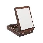 KINGART Adjustable Wood Table Sketchbox Easel, Premium Beechwood Espresso Stain - Portable Artist Desktop Storage Case, Hold All Supplies