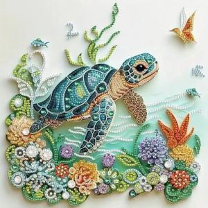 ZQEATRY Sea Turtle Animal Special Shape Diamond Art Kits for Adults,5D Diamond Painting Kits for Beginner,DIY Diamond Crystal Rhinestones Painting Kits for Home Wall Decor Gift 11.8 X 11.8inch