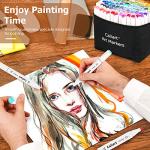 Caliart Alcohol Based Markers, 81 Colors Art Drawing Markers Set Dual Tip Fine & Chisel Permanent Colored Sketch Pens, with Case for Artists Adults Coloring Book Illustration