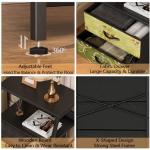 Furnulem Retro 5 Drawers Dresser, Tall Dressers for Bedroom, Closet, Hallway, Nursery, Fabric Storage Tower Organizer, Vertical Nightstand Side Table Furniture, Steel Frame, Wood Top