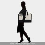 TOPDesign Embroidery Initial Canvas Tote Bag, Personalized Present Bag, Suitable for Wedding, Birthday, Beach, Holiday, is a Great Gift for Women, Mom, Teachers, Friends, Bridesmaids (Letter W)