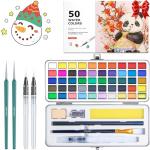 Watercolor Paint Set 100 Colors botkc Travel Water Colors kit with 7 Brushes 8 Watercolor papers Palette set Including Metallic and Accessories Art Supplies Gifts for Kids Artists Teens Adults and Hobbyists (50 unique colors)