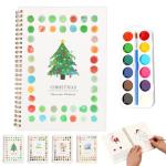Watercolor Workbooks, Beginner Watercolor Painting Kit –Water Coloring Book Paint Set Workbook with 12 Watercolor Paints & Brush (Christmas)