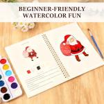 Watercolor Workbooks, Beginner Watercolor Painting Kit –Water Coloring Book Paint Set Workbook with 12 Watercolor Paints & Brush (Christmas)