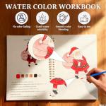 Watercolor Workbooks, Beginner Watercolor Painting Kit –Water Coloring Book Paint Set Workbook with 12 Watercolor Paints & Brush (Christmas)