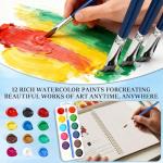 Watercolor Workbooks, Beginner Watercolor Painting Kit –Water Coloring Book Paint Set Workbook with 12 Watercolor Paints & Brush (Christmas)