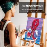 VOCHIC Couple Canvas Painting Kit Pre Drawn Canvas for Painting for Adult Party Kit Paint and Sip Party Supplies Wine Glasses Paint Art Set 8x10 inch Valentine