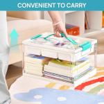 Vtopmart 24 QT Clear Plastic Craft Organizer with Removable Trays and Dividers, Storage Box for Coloring Books, Modeling Clay, Molds and Art Supplies, 1 Pack