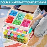 Vtopmart 24 QT Clear Plastic Craft Organizer with Removable Trays and Dividers, Storage Box for Coloring Books, Modeling Clay, Molds and Art Supplies, 1 Pack