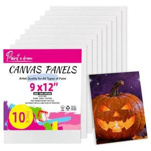 Canvas Boards for Painting - 9x12 10-Pack Bulk Canvas Panels Value Pack - 10 oz Primed Acid-Free 100% Cotton Canvas for Painting, Ready to Paint & Lightweight, Ideal for Acrylic, Oil Paint