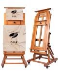 DJAR Adjustable Large H-Frame Art Easel, Hold 1 or 2 Canvas up to 79", Solid Beech Wood Painting Stand for Adults, Movable Heavy Duty Tilts Flat Wooden Artist Studio Easel for Painting, Walnut