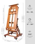 DJAR Adjustable Large H-Frame Art Easel, Hold 1 or 2 Canvas up to 79", Solid Beech Wood Painting Stand for Adults, Movable Heavy Duty Tilts Flat Wooden Artist Studio Easel for Painting, Walnut