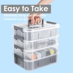 CraftGenes Grey&White Modern Plastic Storage Box - 4-Layer Durable Craft Storage Containers with 2 Removable Trays for Arts & Crafts Supplies, Sewing, Office, Seasonal Decor