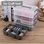 CraftGenes Grey&White Modern Plastic Storage Box - 4-Layer Durable Craft Storage Containers with 2 Removable Trays for Arts & Crafts Supplies, Sewing, Office, Seasonal Decor