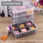 CraftGenes Grey&White Modern Plastic Storage Box - 4-Layer Durable Craft Storage Containers with 2 Removable Trays for Arts & Crafts Supplies, Sewing, Office, Seasonal Decor