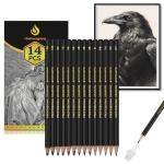 Heshengping Drawing Sketch Pencil Set 14pcs Sketching Pencils 12B 10B 8B 7B 6B 5B 4B 3B 2B B HB 2H 4H 6H Graphite Pencils for Kid Adults Artists Student Beginners Professional
