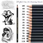 Heshengping Drawing Sketch Pencil Set 14pcs Sketching Pencils 12B 10B 8B 7B 6B 5B 4B 3B 2B B HB 2H 4H 6H Graphite Pencils for Kid Adults Artists Student Beginners Professional