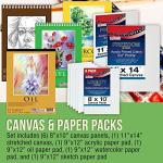 U.S. Art Supply 133-Piece Artist Painting Kit - Aluminum & Wood Easel, 24 Each (Acrylic, Oil, Watercolor Paints), 8 Canvases, 44 Brushes, 4 Paint & Sketch Pads - Painting Kits for Adults, Gift Set