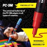 posca Paint Markers, 3M Fine Acrylic Markers with Reversible Tips, Art Supplies For Gifts, Decorations, Fabric, Metal, Glass, and Canvas, Assorted Colors, Set of 24