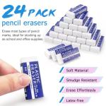 Tamaki 24 Pack Pencil Erasers, Large White Erasers for School Office, Art Erasers for Drawing
