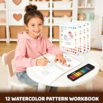 Watercolor Workbook for Beginners - Complete Watercolor Painting Kit with 12 Color Paint Set & Brush | Step-by-Step Art Book for Adults, Hobby Gift for Friends