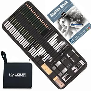 KALOUR 54-Pack Sketch Drawing Pencils Kit with Sketchbook,Include Graphite,Charcoal Pencils and Artists Tools,Pro Art Drawing Supplies for Adults Beginners,ideal for Sketching Shading