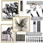 KALOUR 54-Pack Sketch Drawing Pencils Kit with Sketchbook,Include Graphite,Charcoal Pencils and Artists Tools,Pro Art Drawing Supplies for Adults Beginners,ideal for Sketching Shading