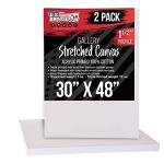 U.S. Art Supply X-Large Stretched Canvas for Painting 30x48 inch Gallery Depth 1-1/2" Thick, 2-Pack - 12oz Acrylic Gesso Triple Primed, Professional Artist Quality, 100% Cotton - Oil, Pouring Paint